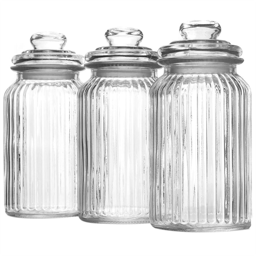 Set of 3 1.3L Vintage Airtight Glass Jars