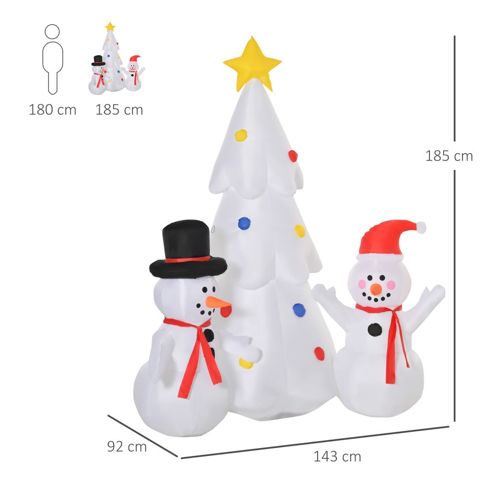 LED Christmas Tree and Snowmen Inflatable 6ft