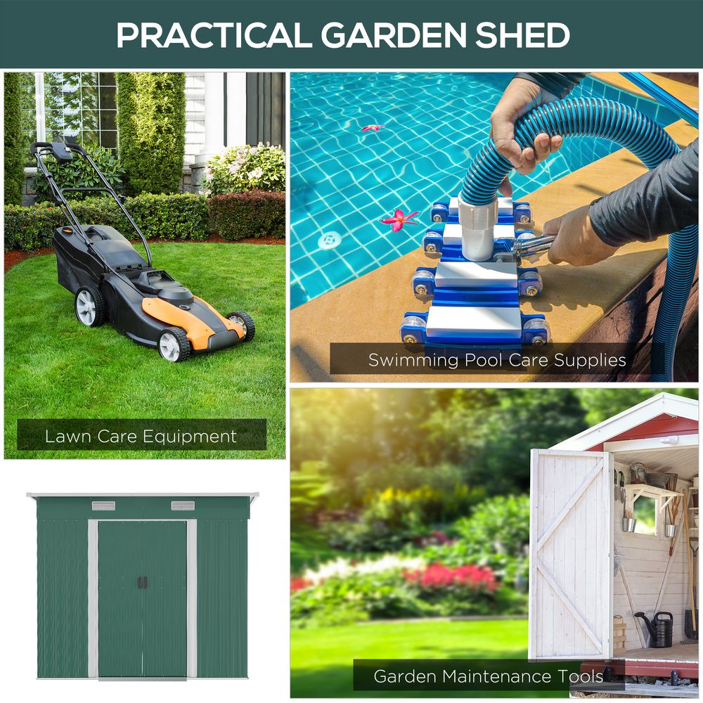 Garden Metal Storage Shed in Green