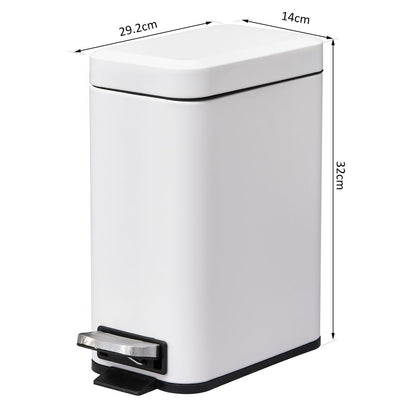 5L White Pedal Bin