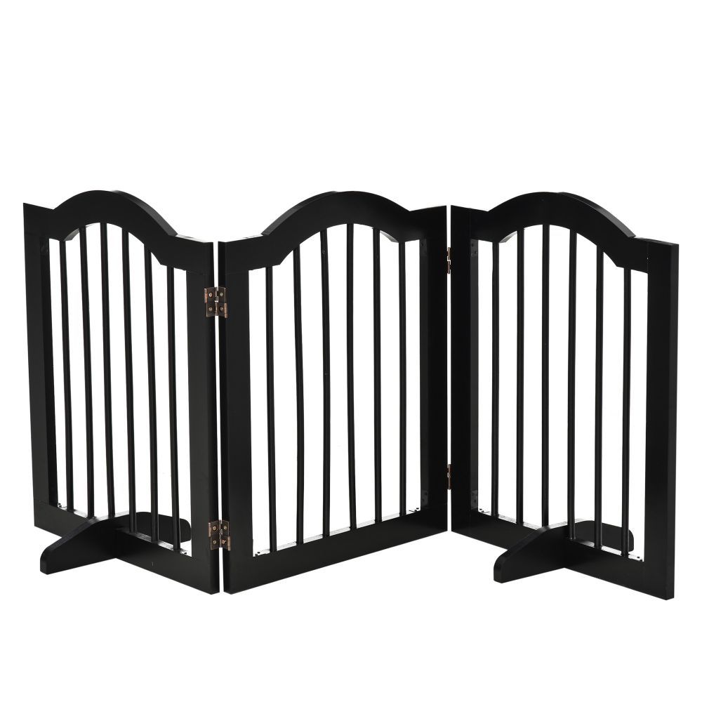 Black Wood Dog Gate with Support Feet - 3 Panels