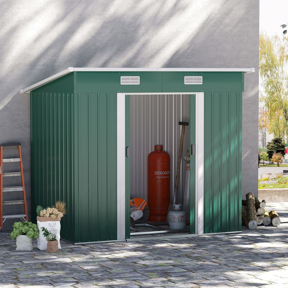 Garden Metal Storage Shed in Green