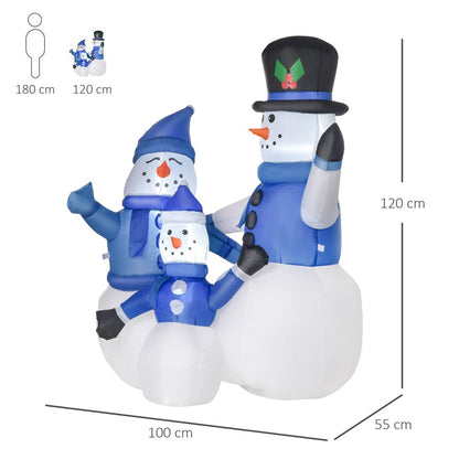 Christmas Snowman Family 4ft Inflatable with LED Lights