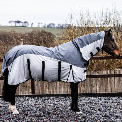 2 in 1 Waterproof Turnout Mesh Rug in Grey/Silver