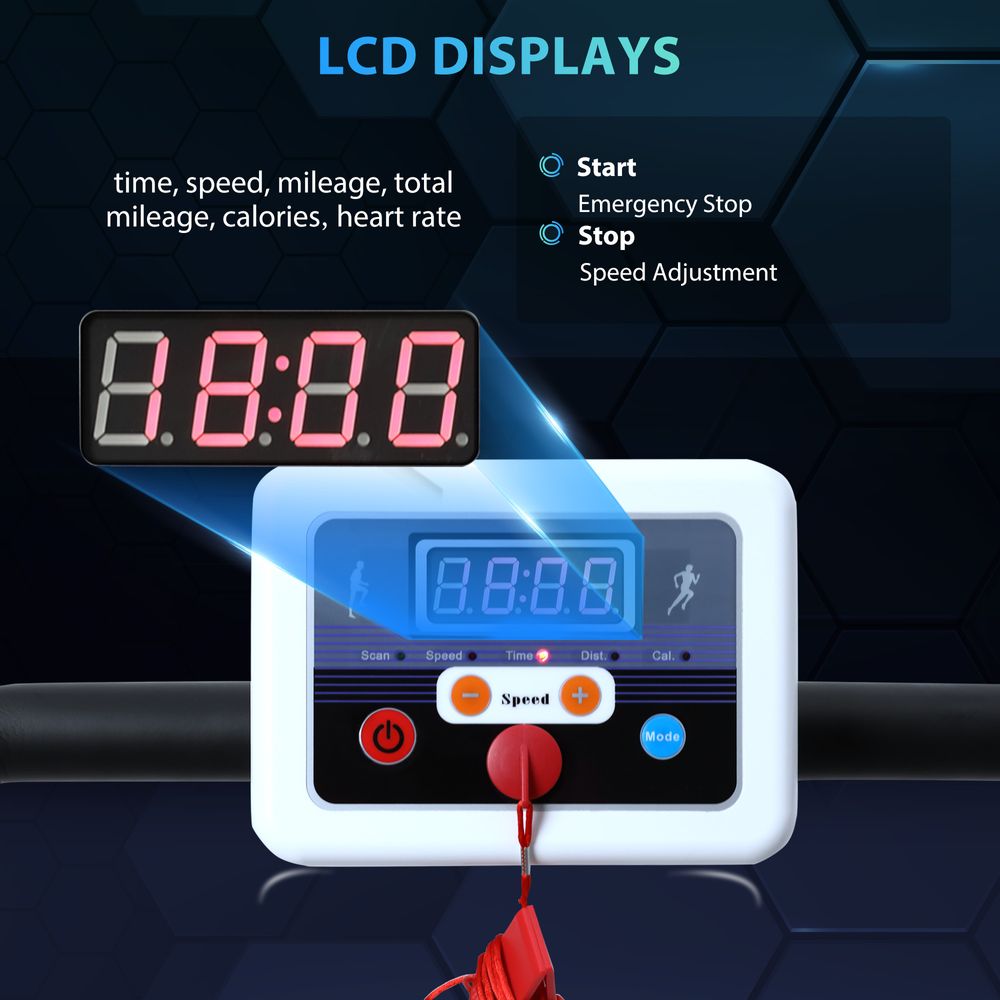 Folding Treadmill: 1-10km/h, Safety Stopper