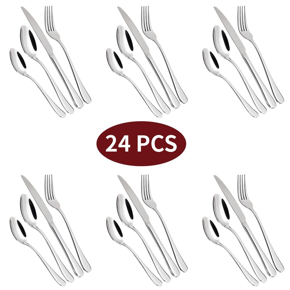 Flatware Cutlery Dinner Set Stainless Steel x24