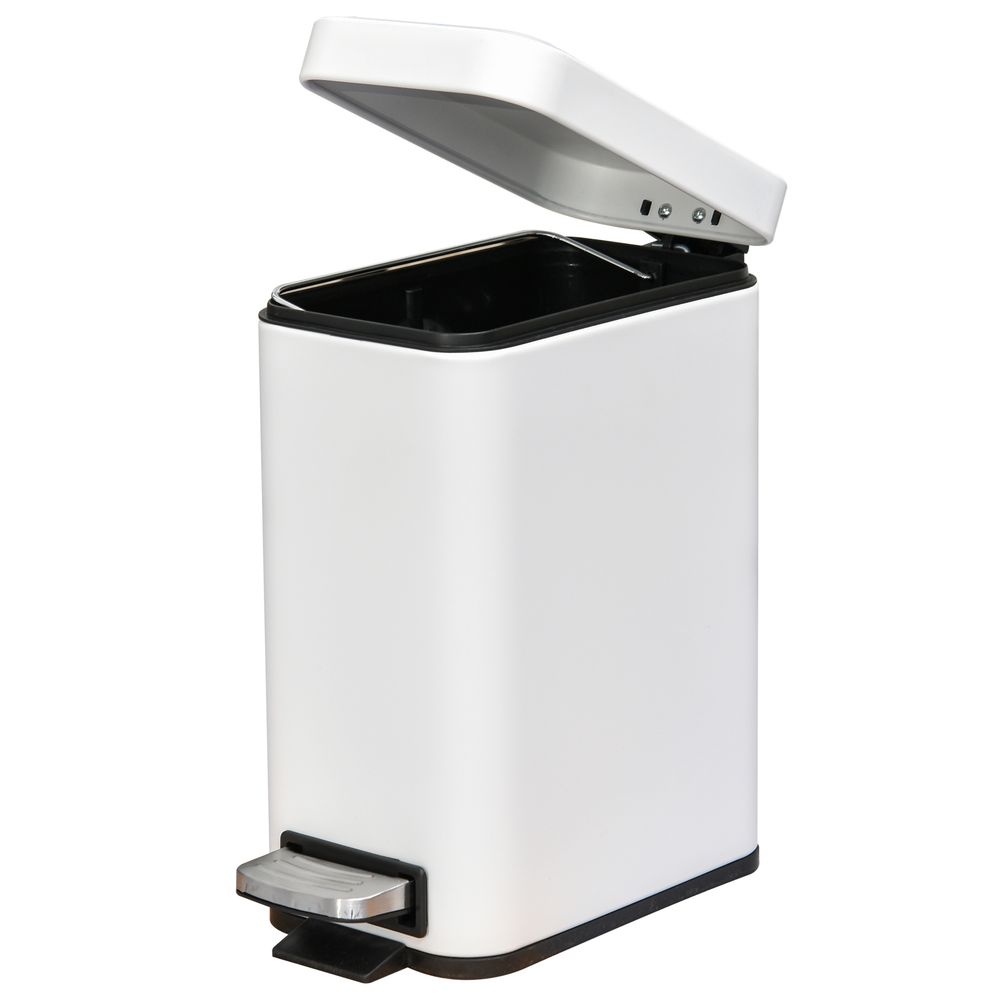 5L White Pedal Bin