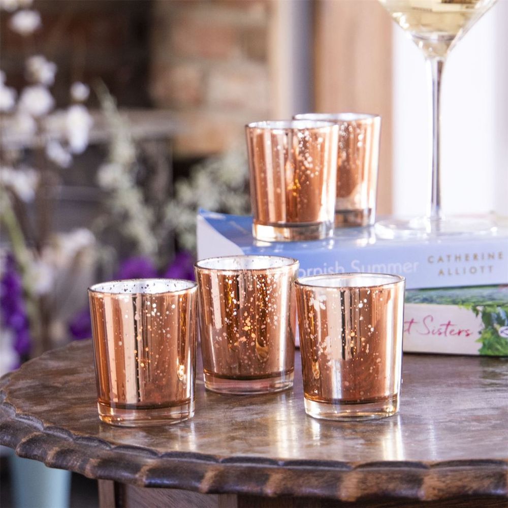 Rose Gold Tea Light Holders x12