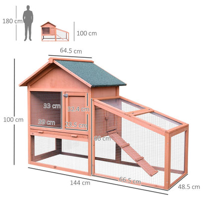 2 Level Wooden Rabbit Hutch