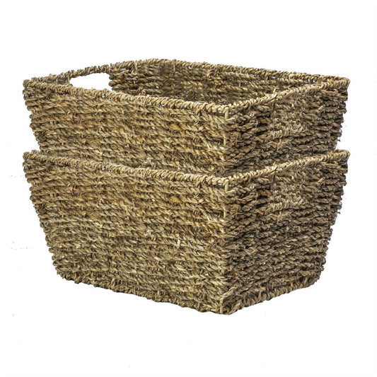 Natural Seagrass Storage Baskets x2