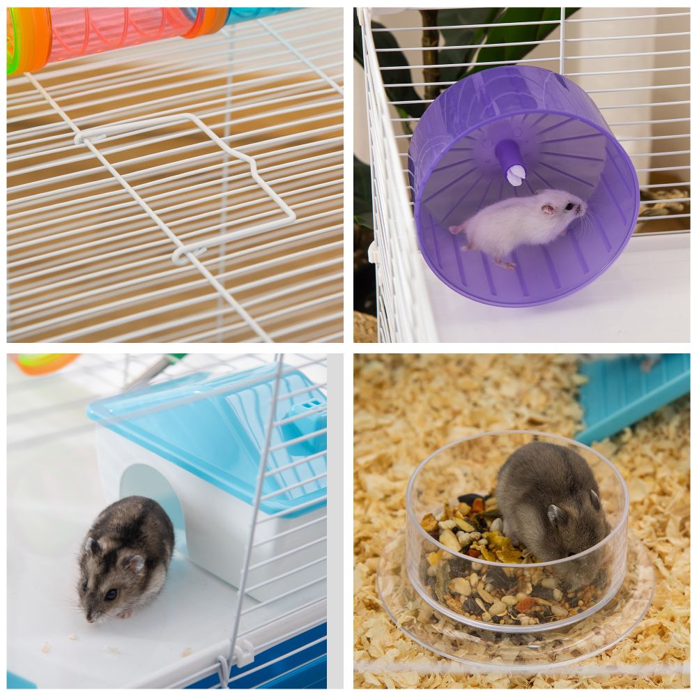 Blue Hamster Cage with Water Bottle