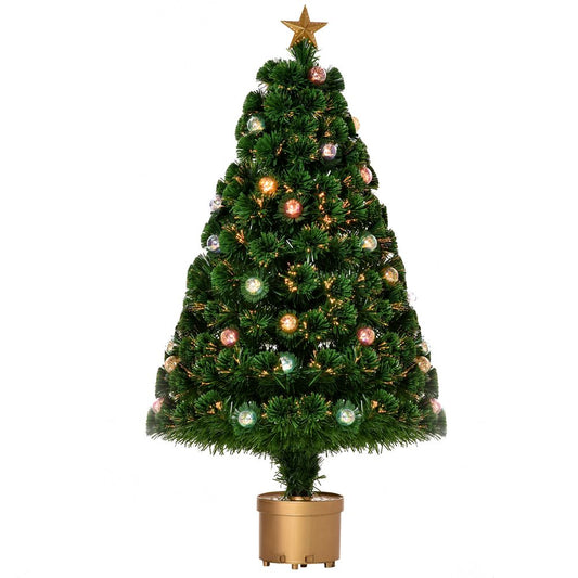 Golden Stand 3FT Fiber Optic Pre-lit Artificial Christmas Tree