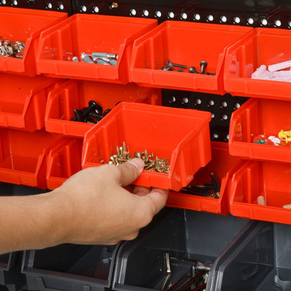 Red and Grey Wall Mounted 30-Compartment Hardware Organiser