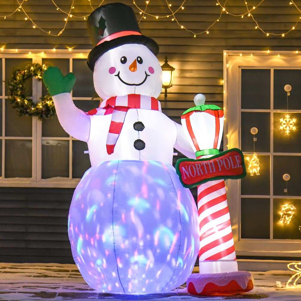 Inflatable Light Up Christmas Snowman and Street Lamp 7.8ft