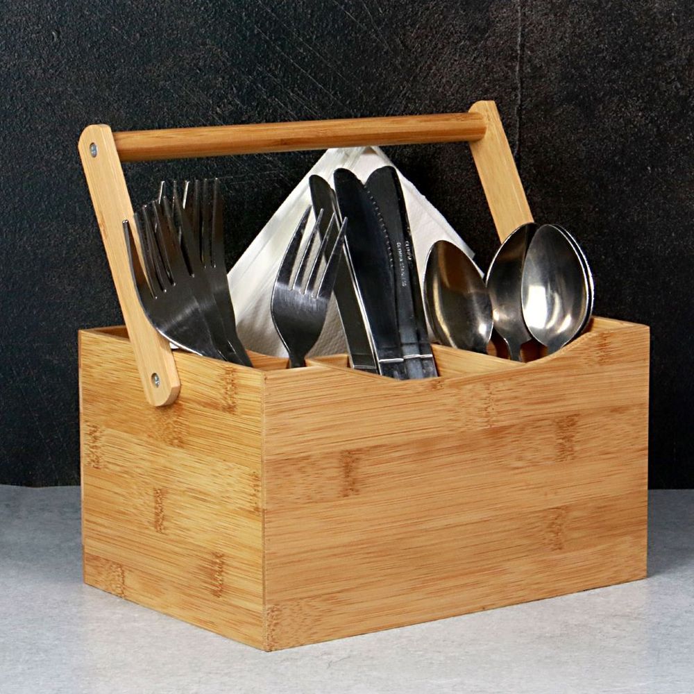 Bamboo Cutlery and Utensil Holder