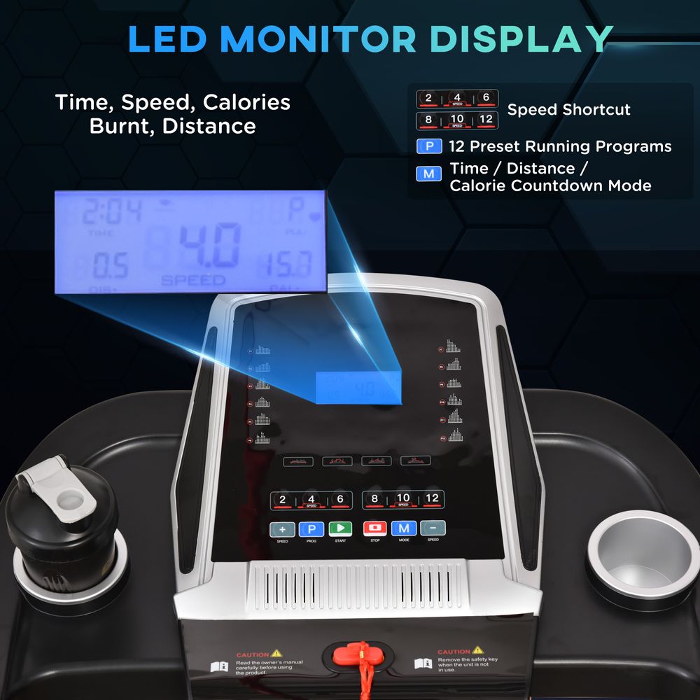 Folding Electric Treadmill: 12km/h, LED Display