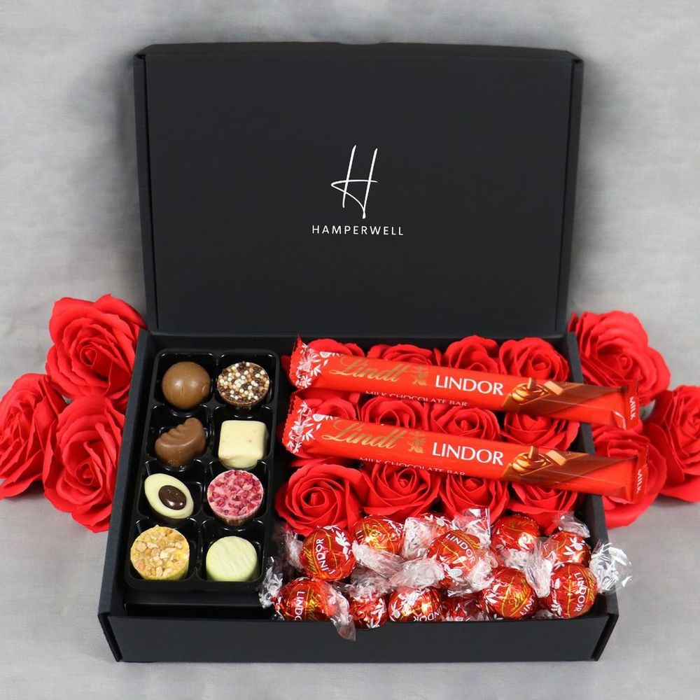 Luxury Lindt Hamper With Red Roses