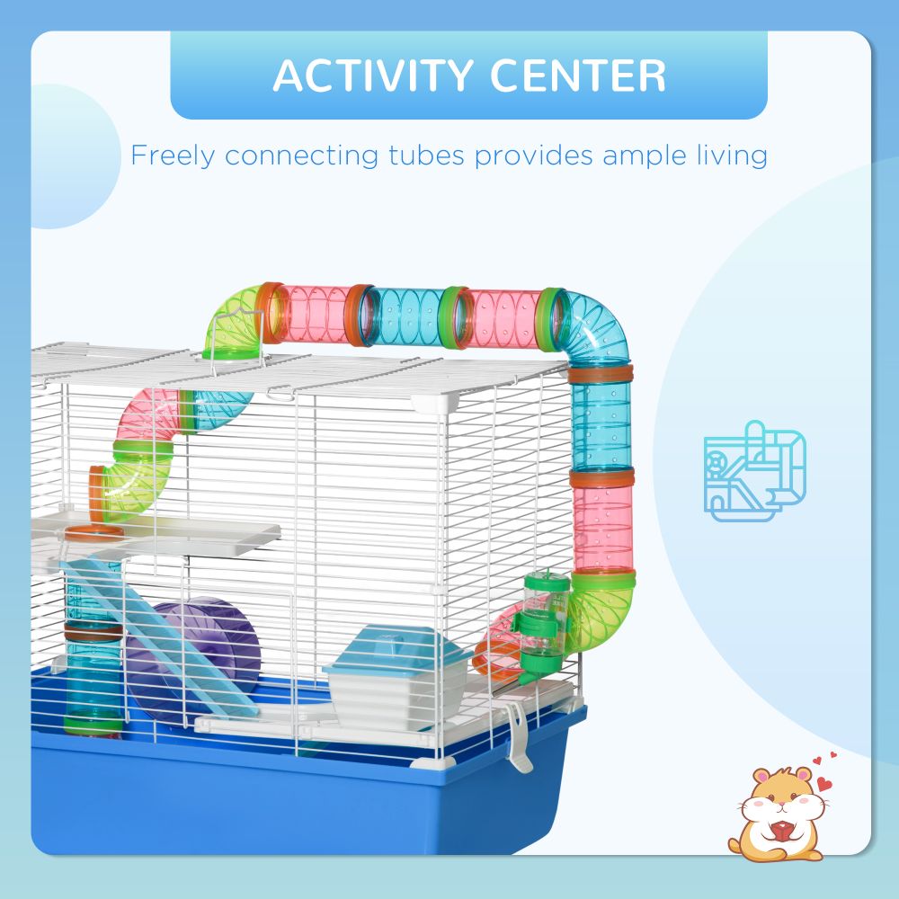 Blue Hamster Cage with Water Bottle