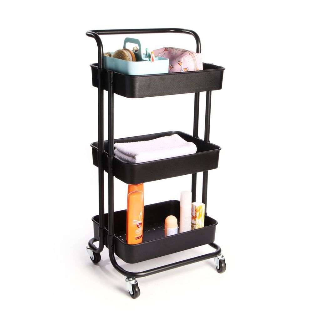 3 Tier Storage Trolley Black