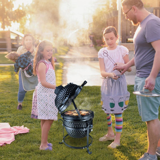 Ceramic Cast Iron BBQ Oven in Black