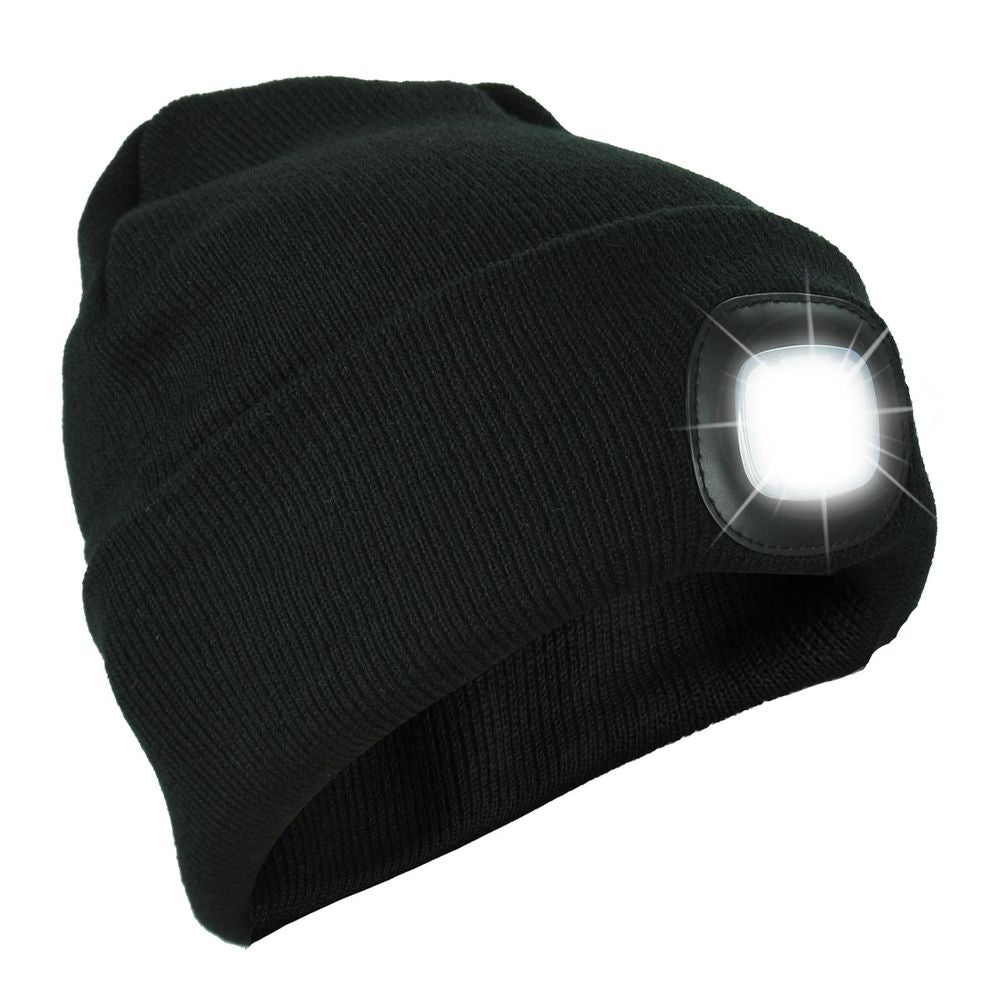 Black Beanie with LED Head Torch