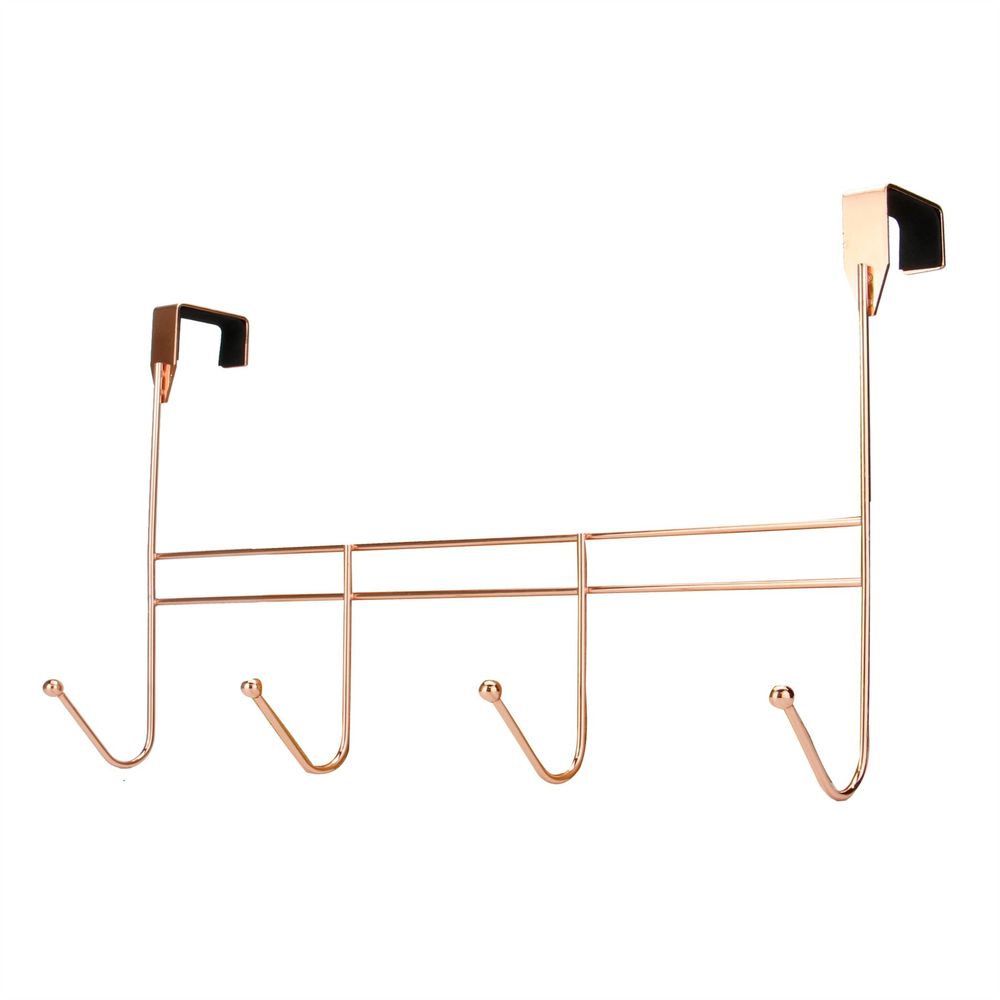 4 Coat Hooks Over Door in Rose Gold