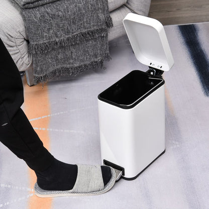 5L White Pedal Bin