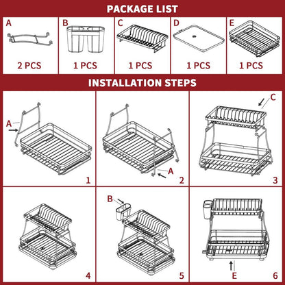 2 Tier Detachable Dish Rack