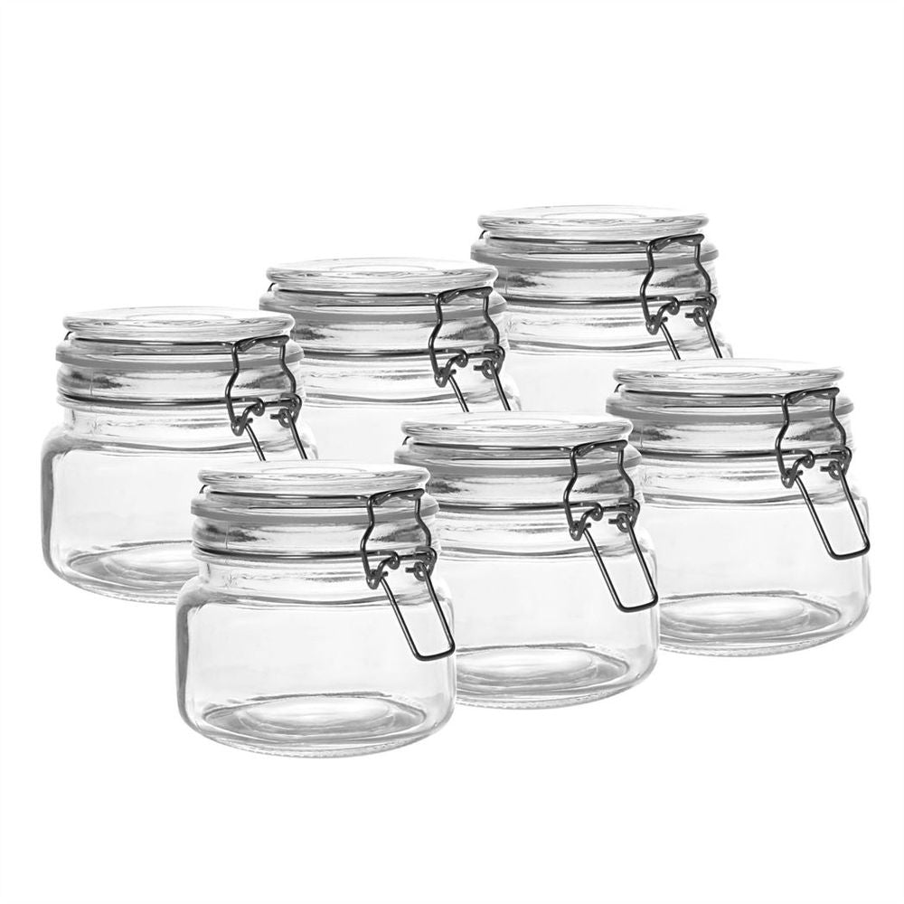 6 Pcs 500ml Jars with Clip Top