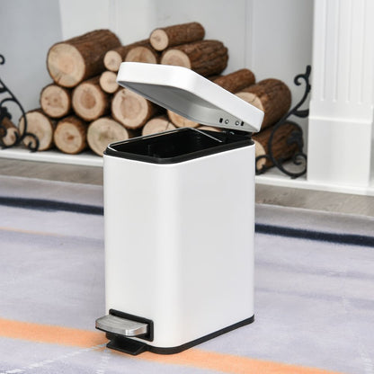 5L White Pedal Bin