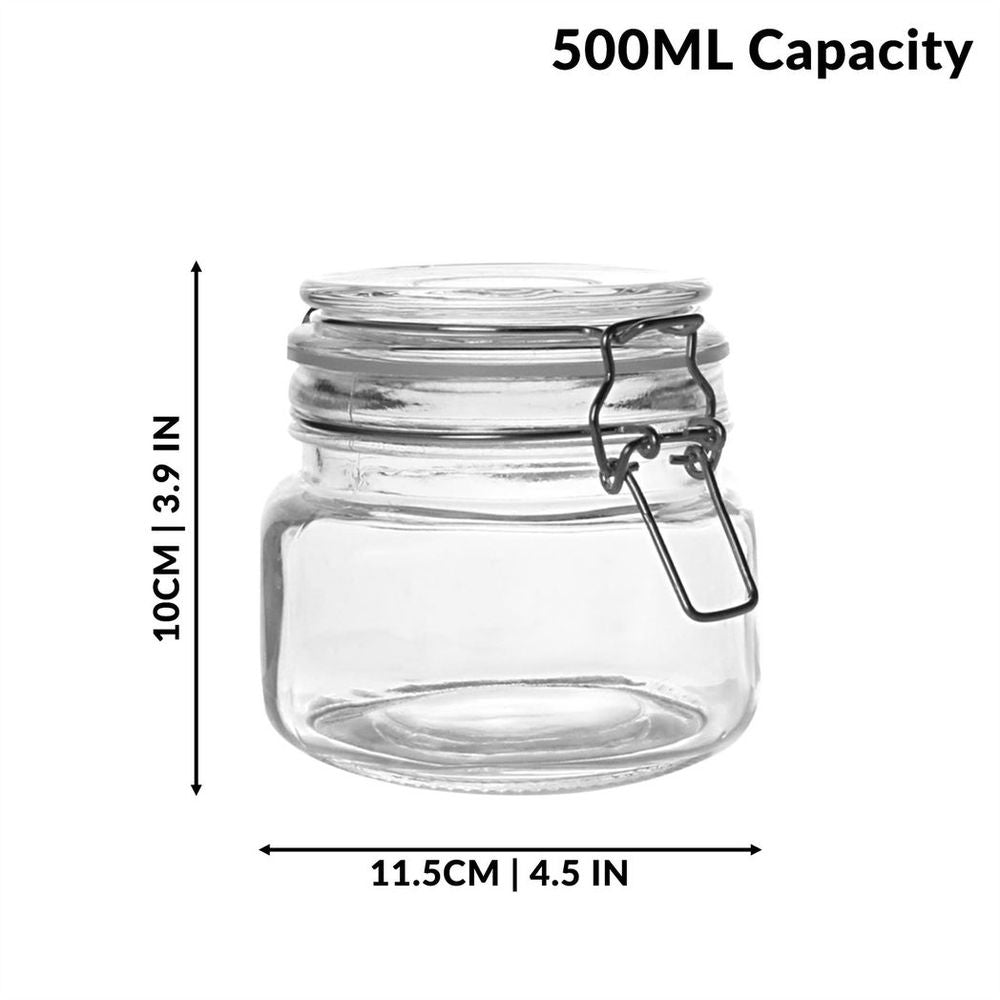 6 Pcs 500ml Jars with Clip Top