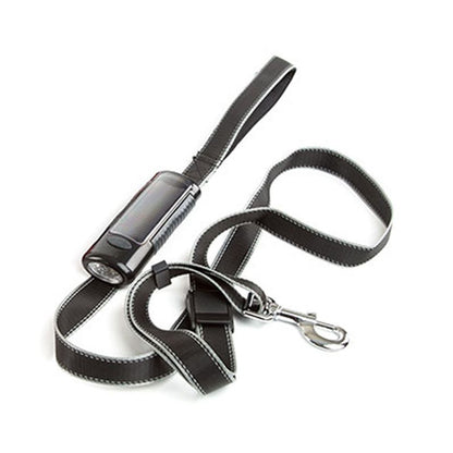 Reflective Solar Dog Lead with Torch Black