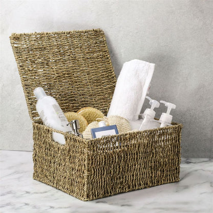 Woven Seagrass Storage Basket with Lid