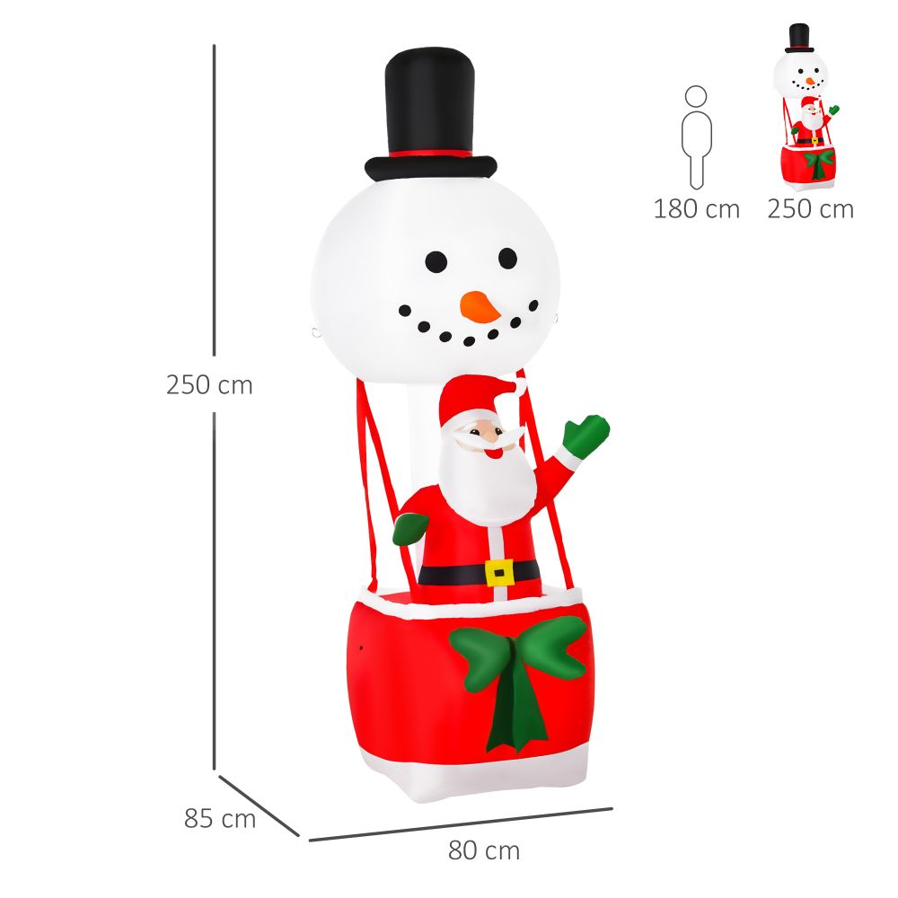 8ft Santa Claus Snowman Hot Air Balloon LED Inflatable