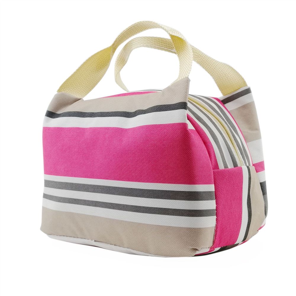 Striped Canvas Thermal Lunch Bag