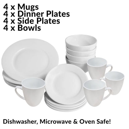 Porcelain Dinner Set 16 Piece White