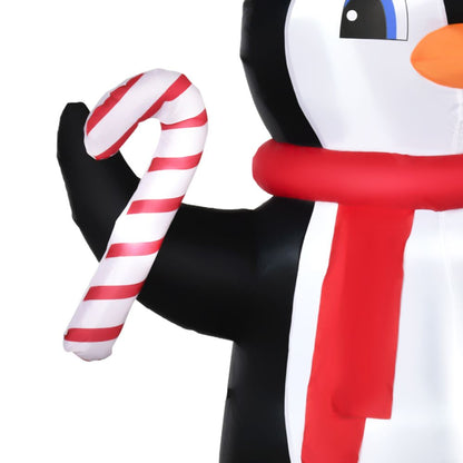 LED Outdoor Inflatable Christmas Penguin with Candy Cane 8ft