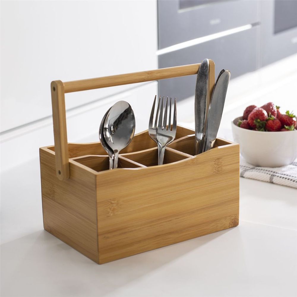 Bamboo Cutlery and Utensil Holder