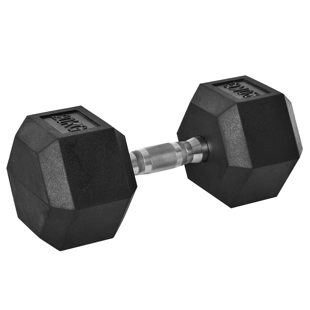 Single Rubber-Coated Hex Dumbbell 20KG