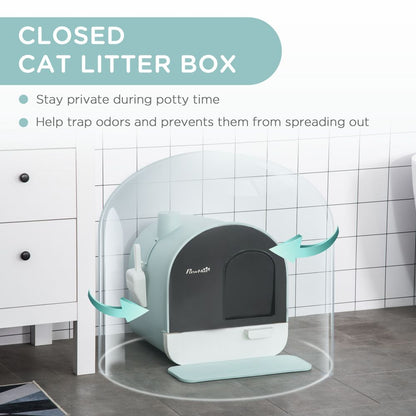 Green Hooded Cat Litter Box