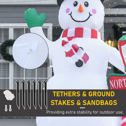 Inflatable Light Up Christmas Snowman and Street Lamp 7.8ft