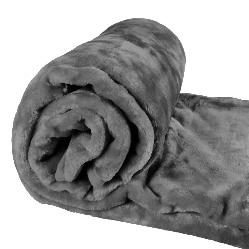 Faux Mink Blanket Charcoal Grey