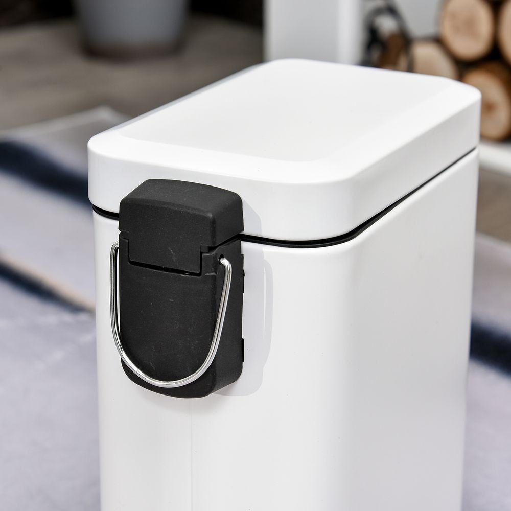 5L White Pedal Bin