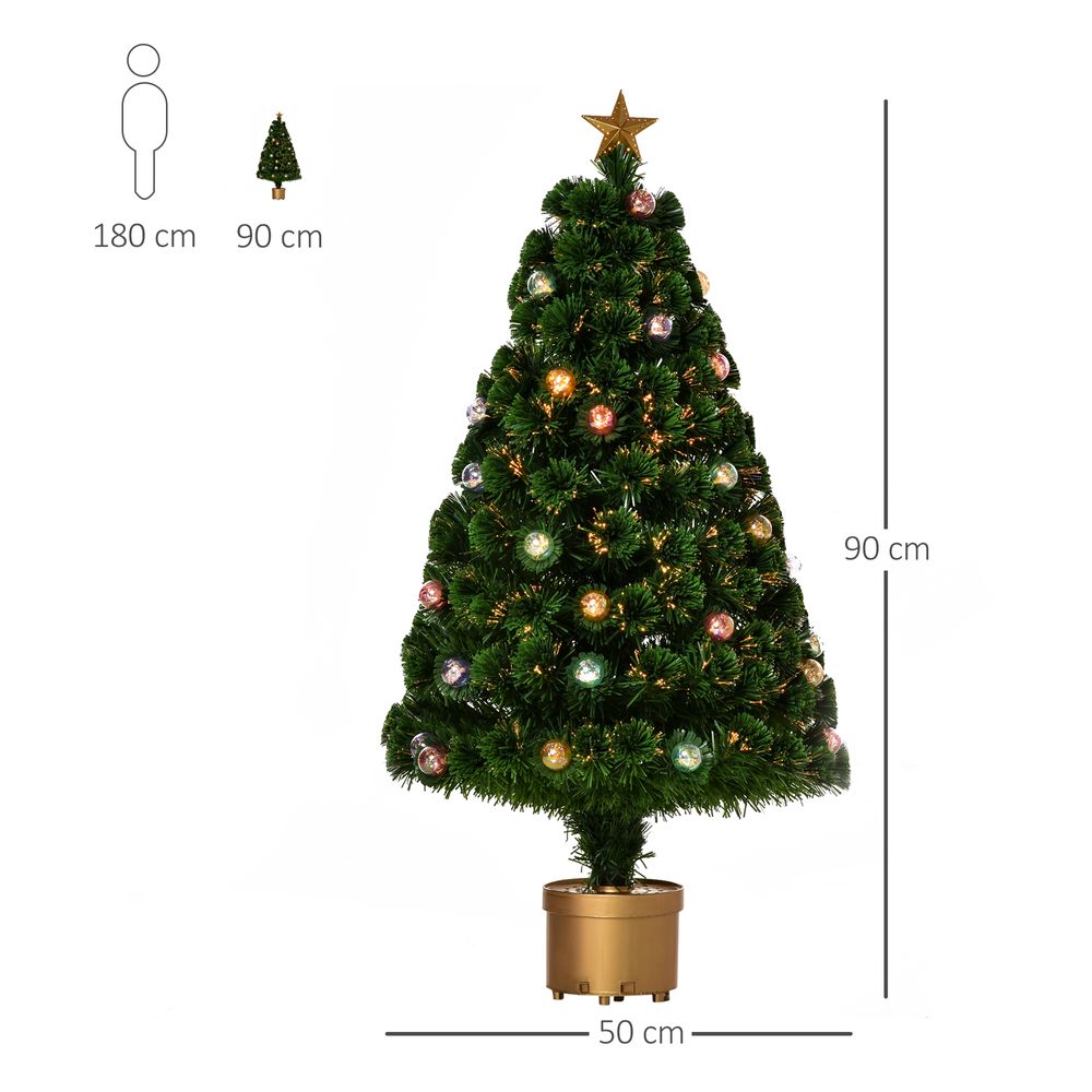 Golden Stand 3FT Fiber Optic Pre-lit Artificial Christmas Tree