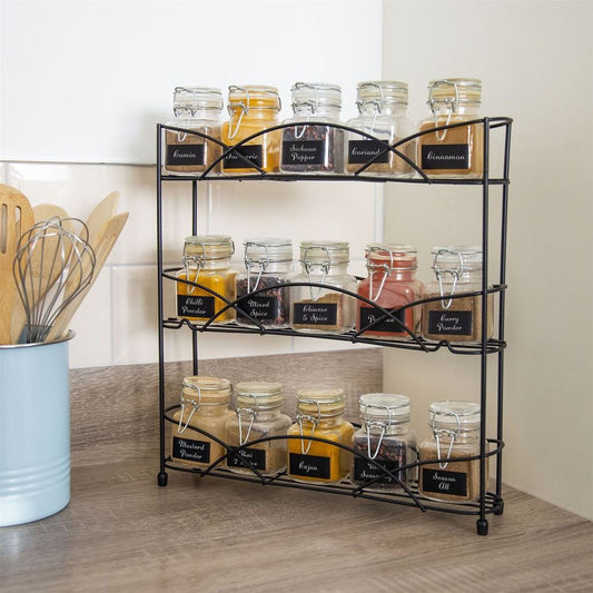 Spice Rack in Black 3 Tier