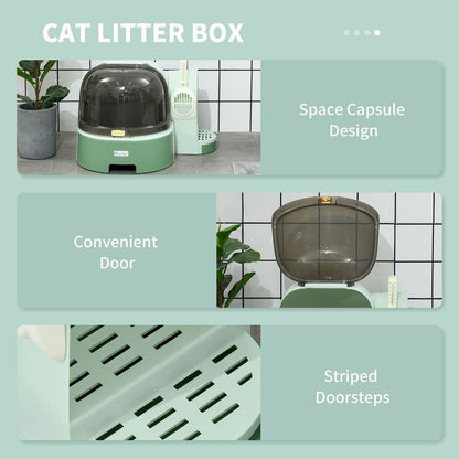 Cat Litter Tray with Openable Cover Green