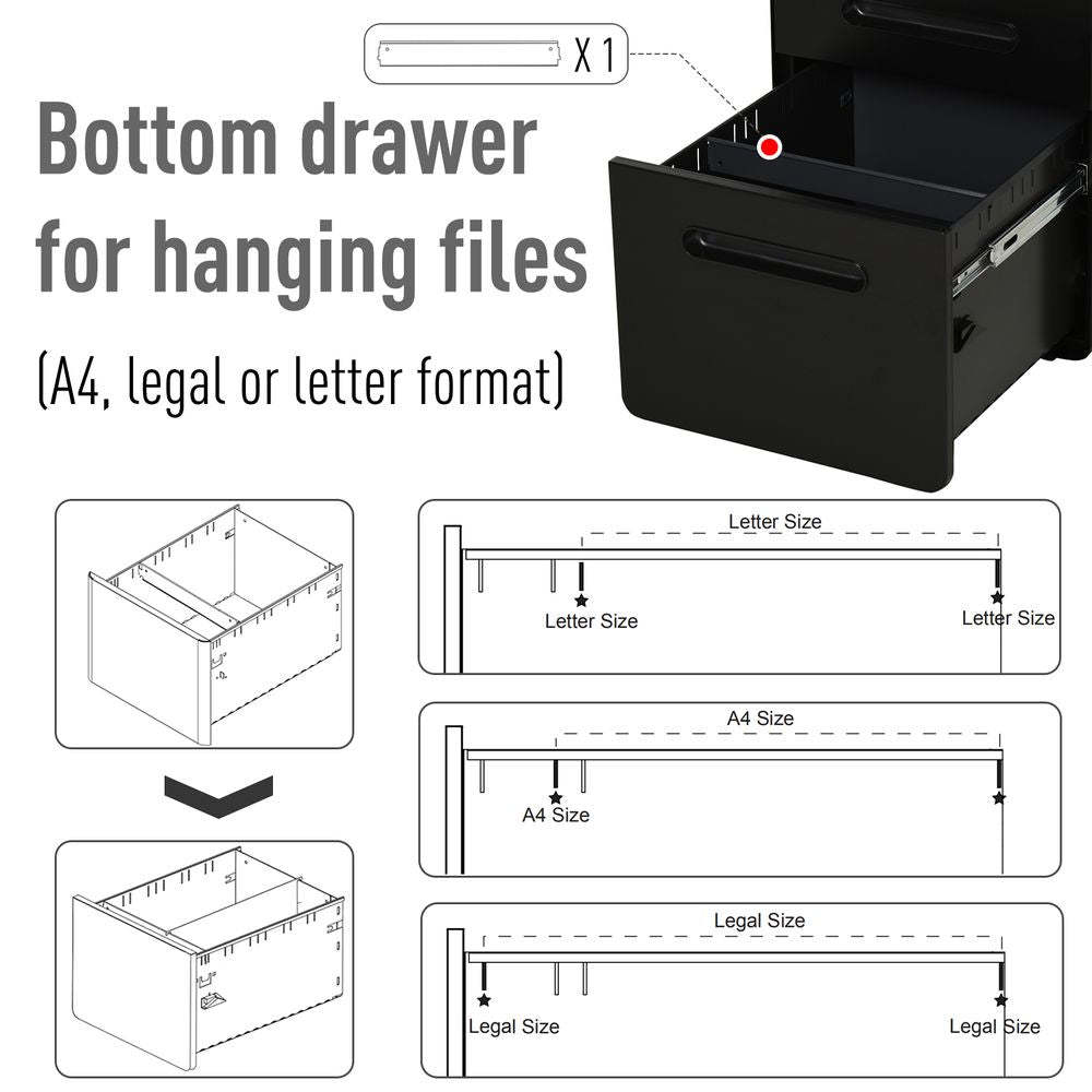 Modern Steel Filing Cabinet 3 Drawer