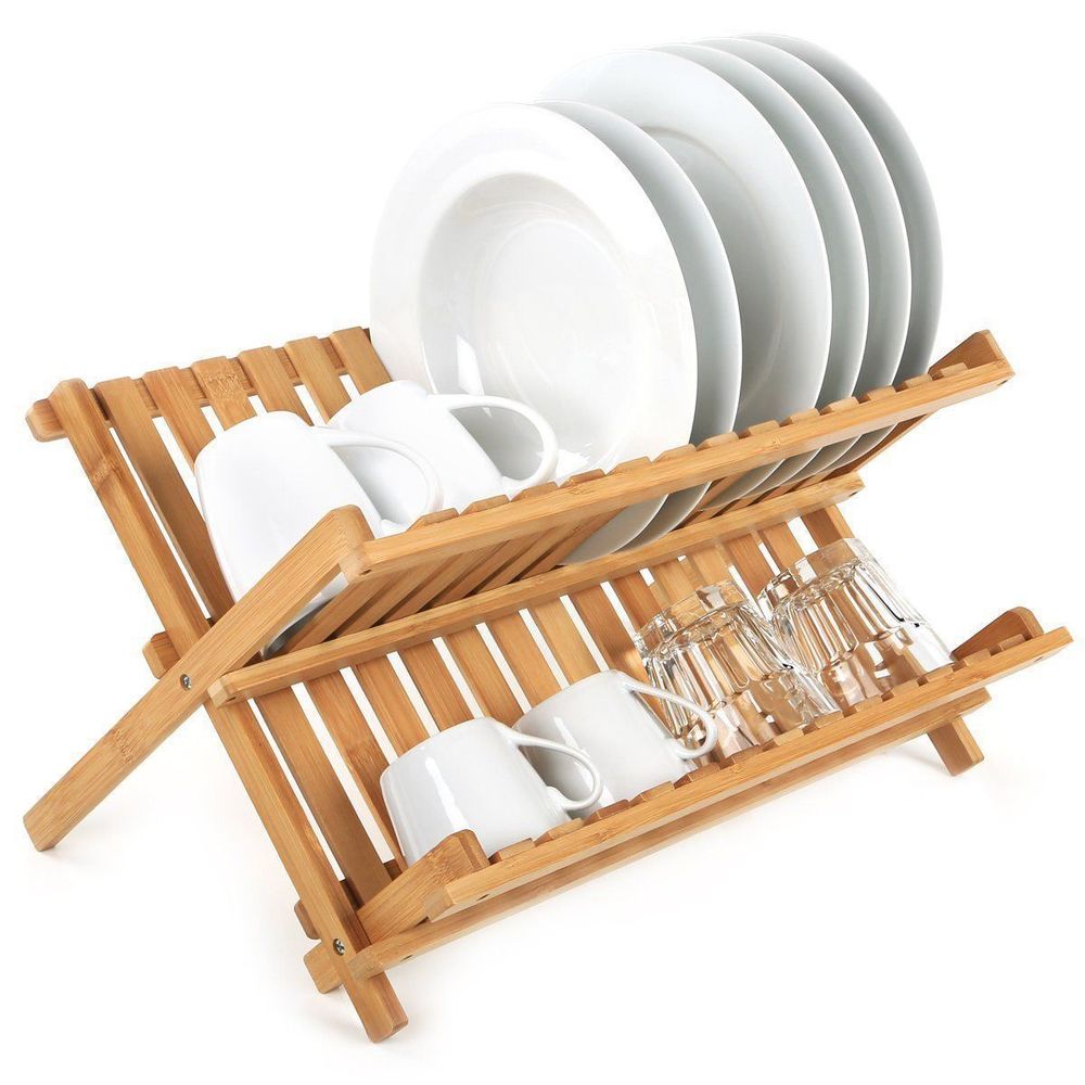 Folding Dish Drainer Bamboo