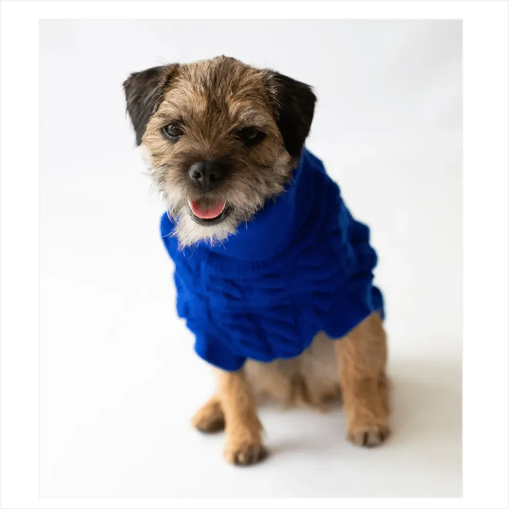 Cableknit Pet Jumper Blue