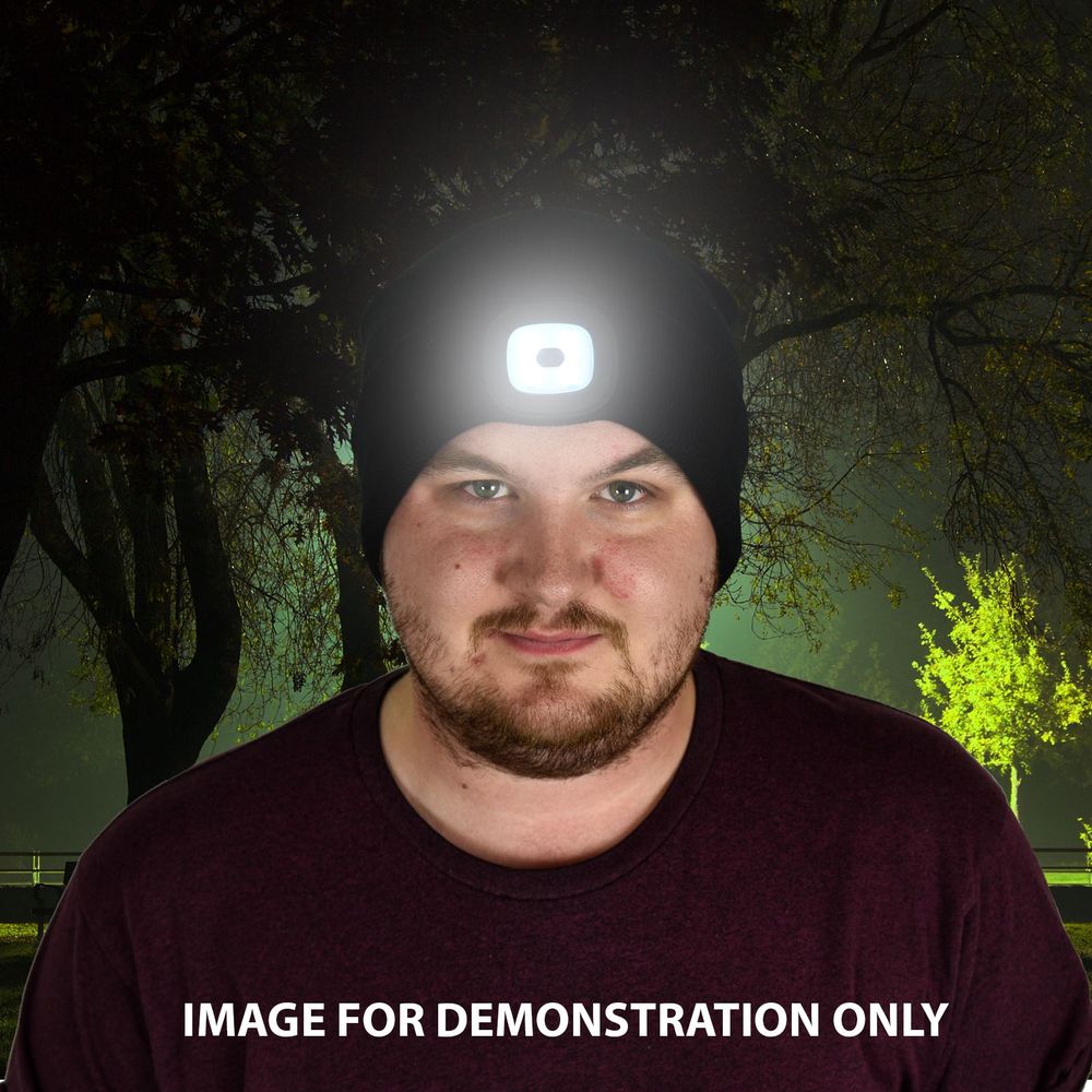 Black Beanie with LED Head Torch